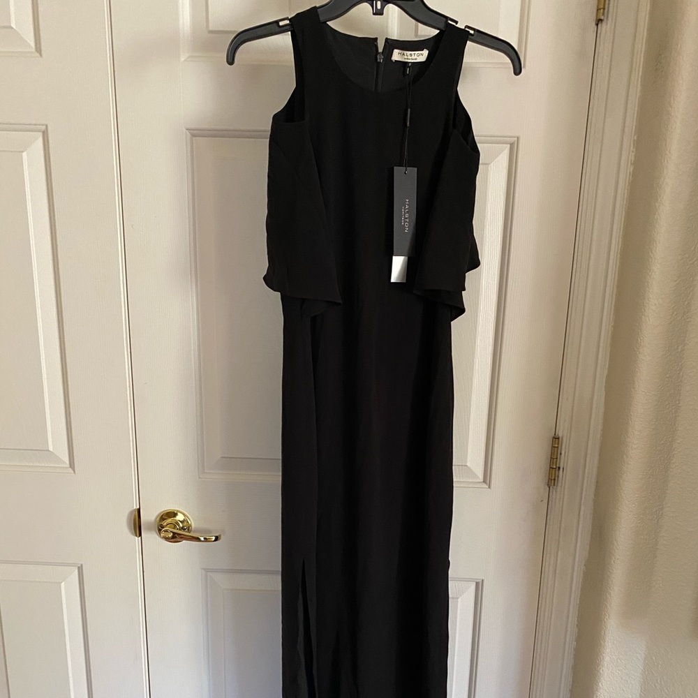 Halston Heritage side‎ slit crepe dress